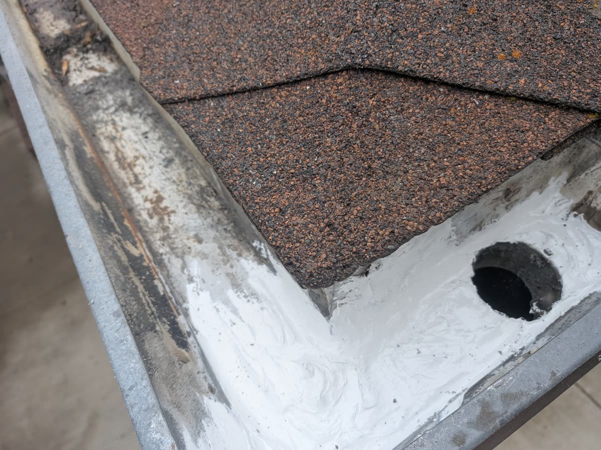 Completed corner seal repair on eavestrough