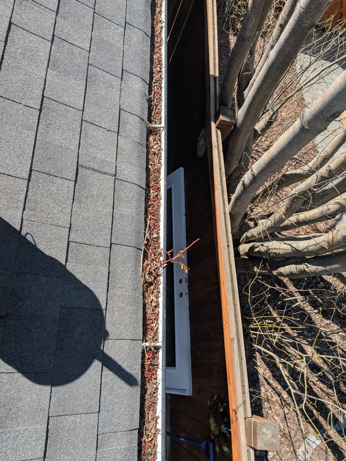 Gutter unclogging work on home exterior