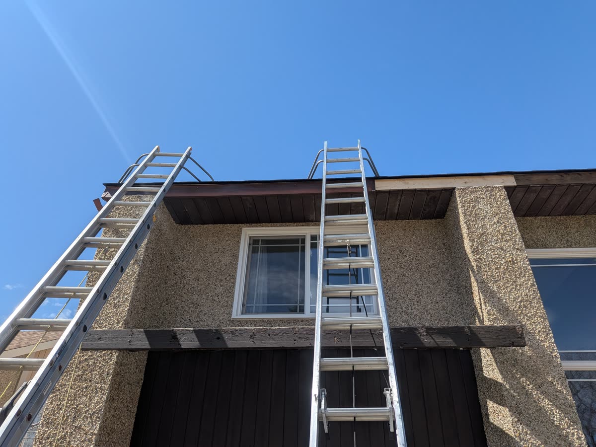 Gutter installation prep work on residential home